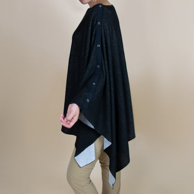 SPLICE clothing Cairo Reversible Poncho Wrap wrap black white